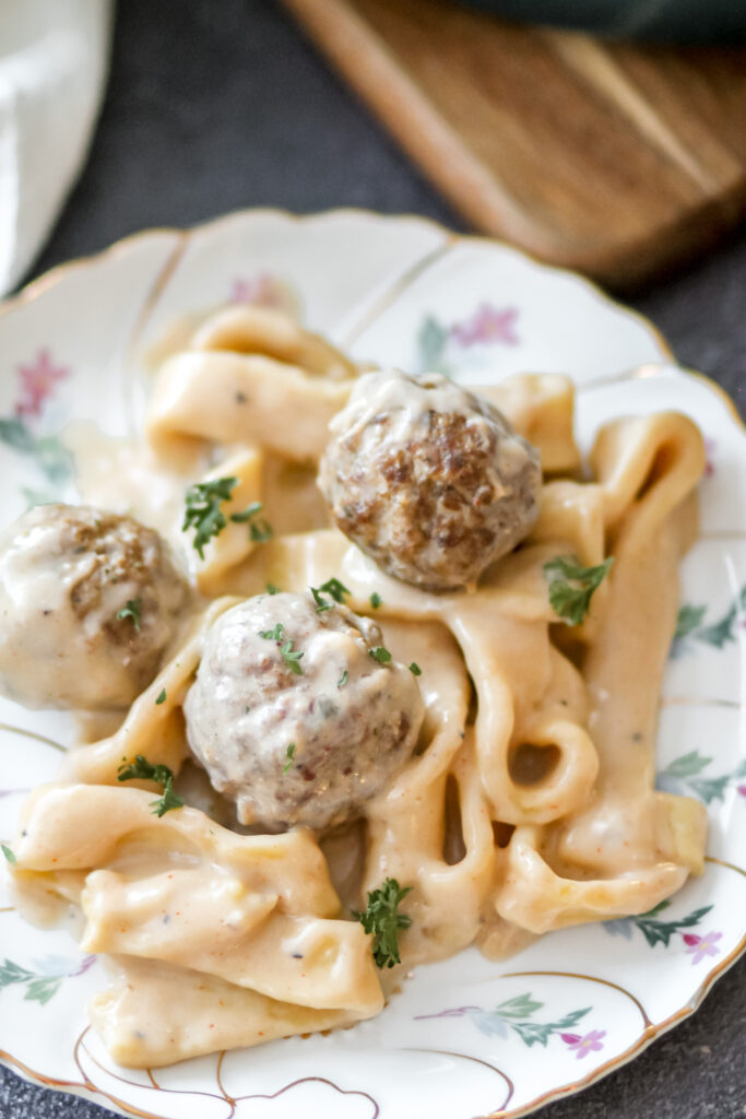 Swedish meatballs and egg noodles