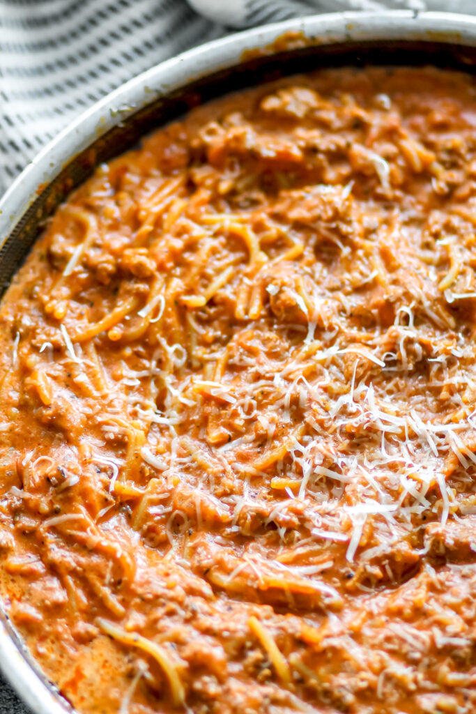 creamy skillet spaghetti