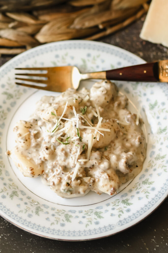 ground beef gnocchi alfredo