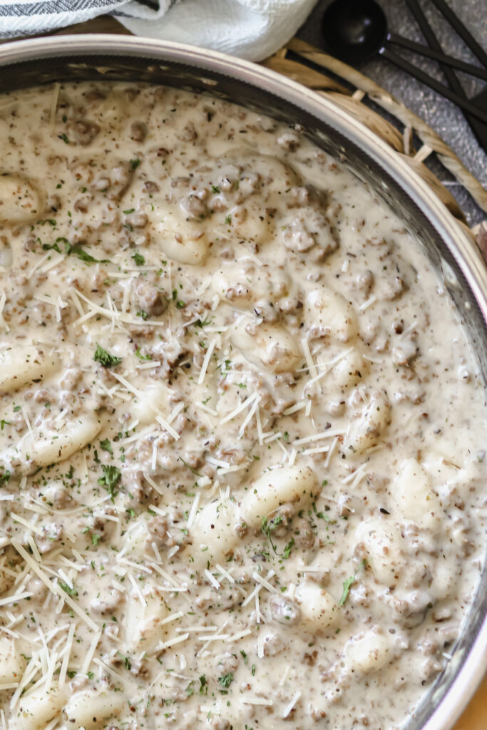 ground beef gnocchi alfredo