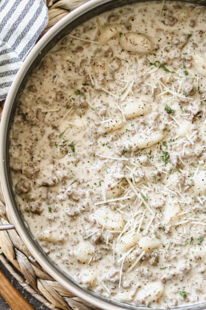 ground beef gnocchi alfredo