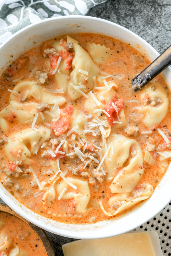 creamy Italian sausage tortellini soup