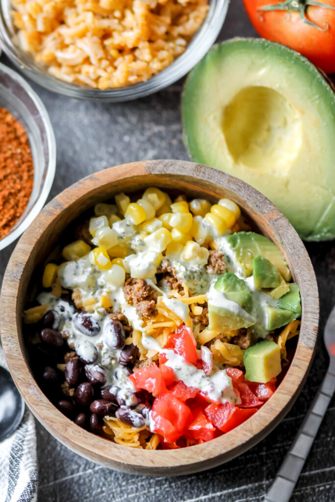ground beef burrito bowls
