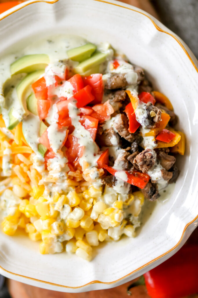 steak fajitas bowls