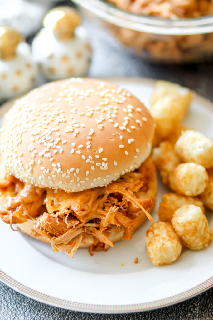 slow cooker shredded BBQ chicken
