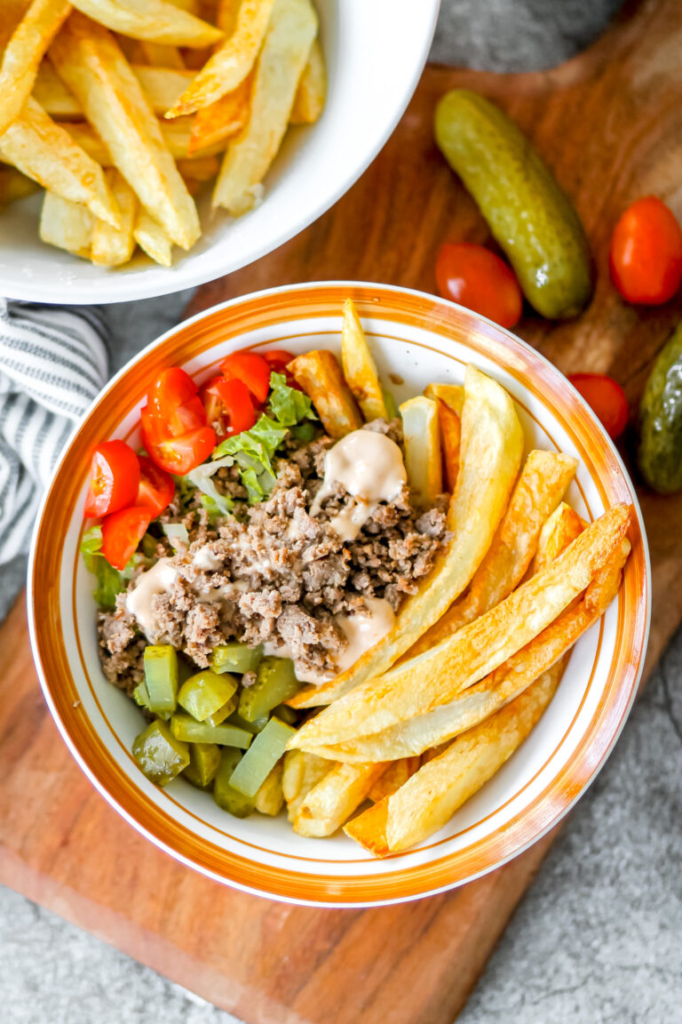 Burger Bowl with Fries