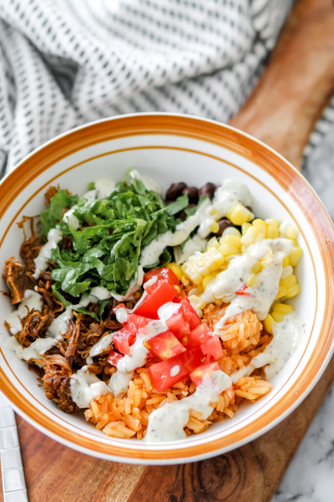 shredded beef bowls